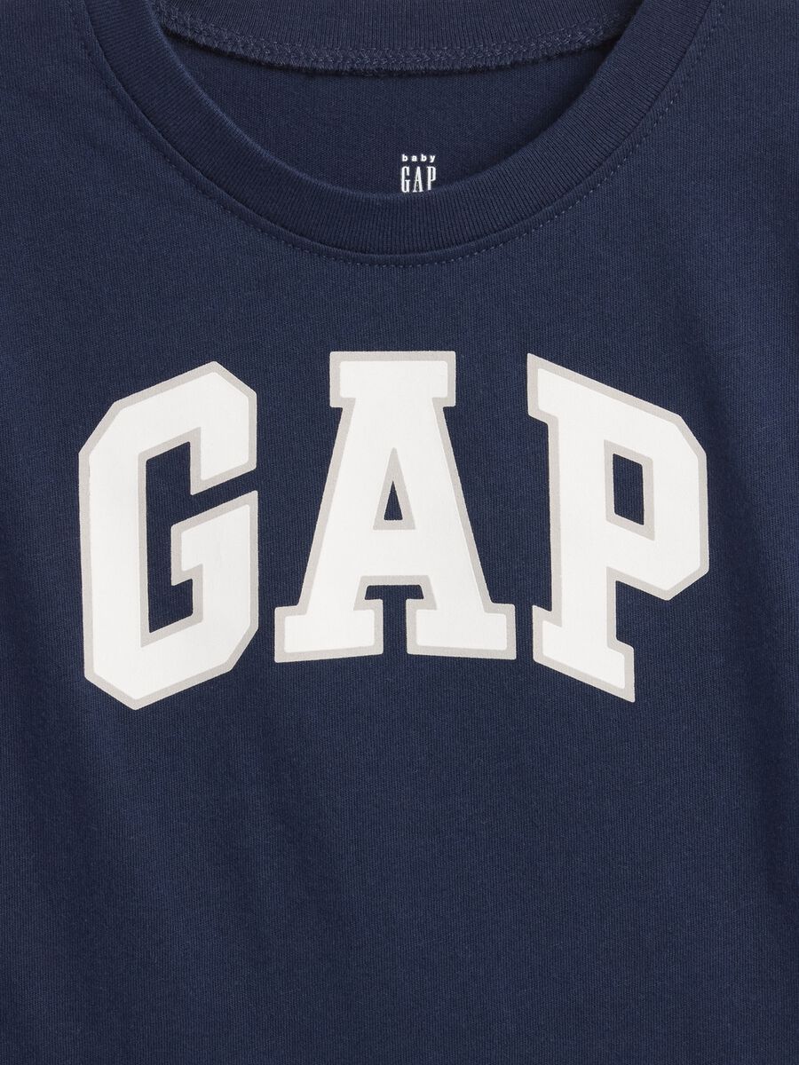 T-shirt blu a maniche lunghe in cotone Bambino_2