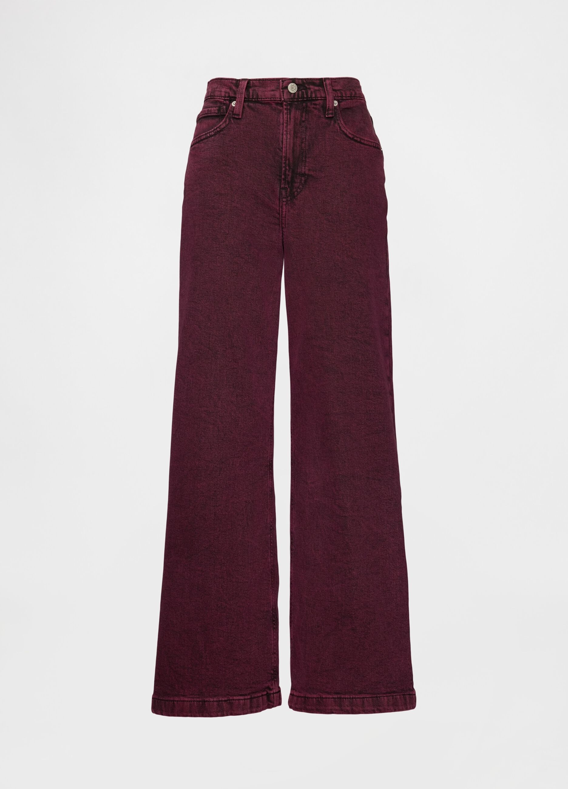 Purple wide-leg trousers in stretch cotton
