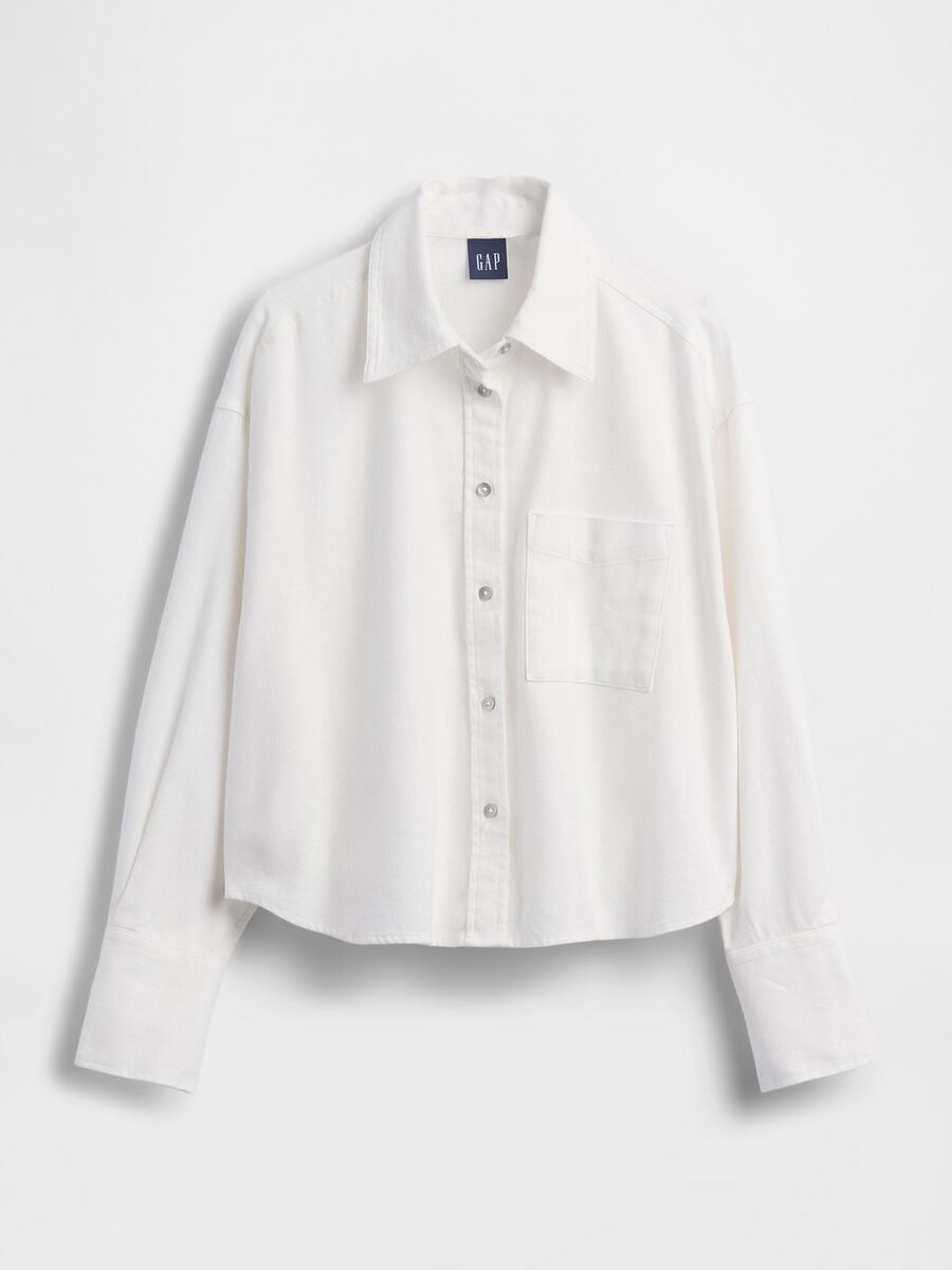 Camicia in puro cotone con tasca applicata Donna_6