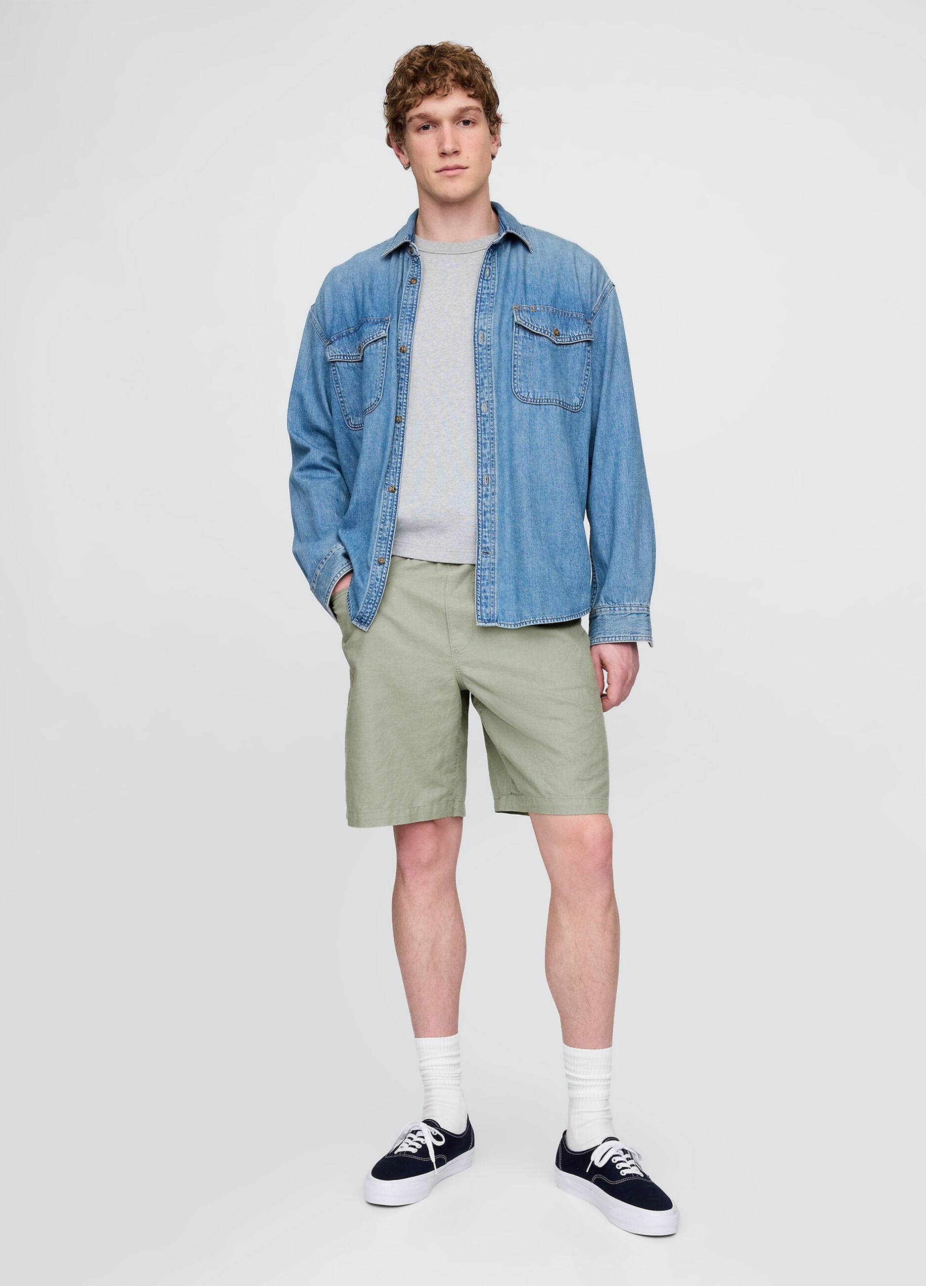 Shorts verde in lino e cotone Gap