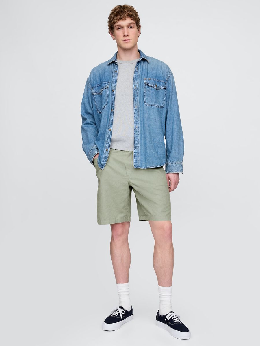 Shorts verde in lino e cotone Gap Uomo_0