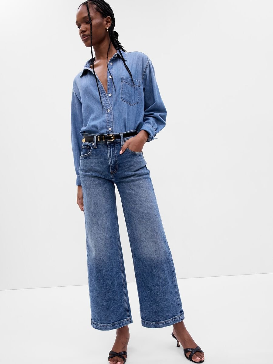 Jeans straight fit ankle a vita alta Donna_0