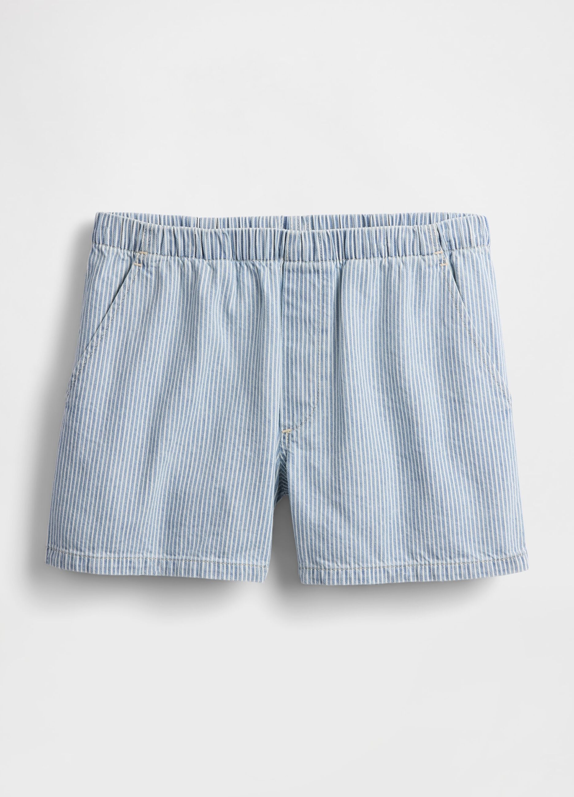 Shorts a righe in denim azzurro_6
