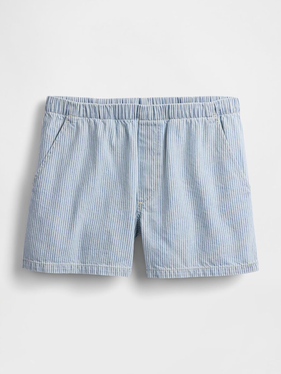 Shorts a righe in denim azzurro Donna_6