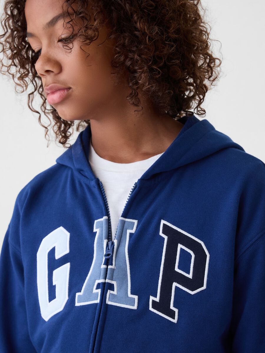 Full-zip con cappuccio e ricamo logo Bambino_3
