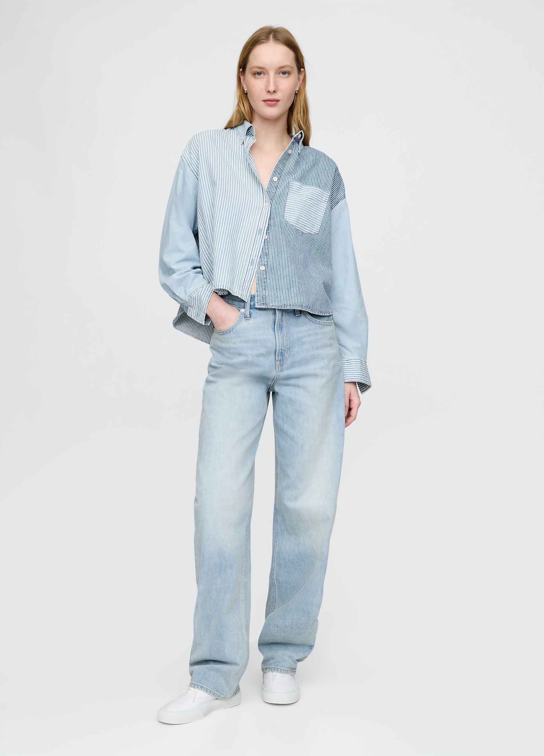 Camicia patchwork a righe Gap in cotone_1