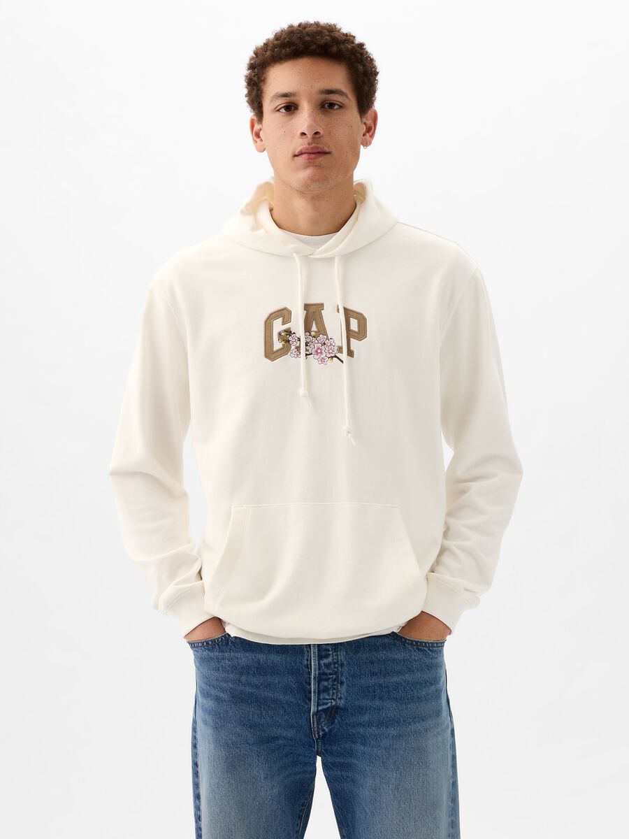 Sweatshirt with logo embroidery and cherry blossom Man_0