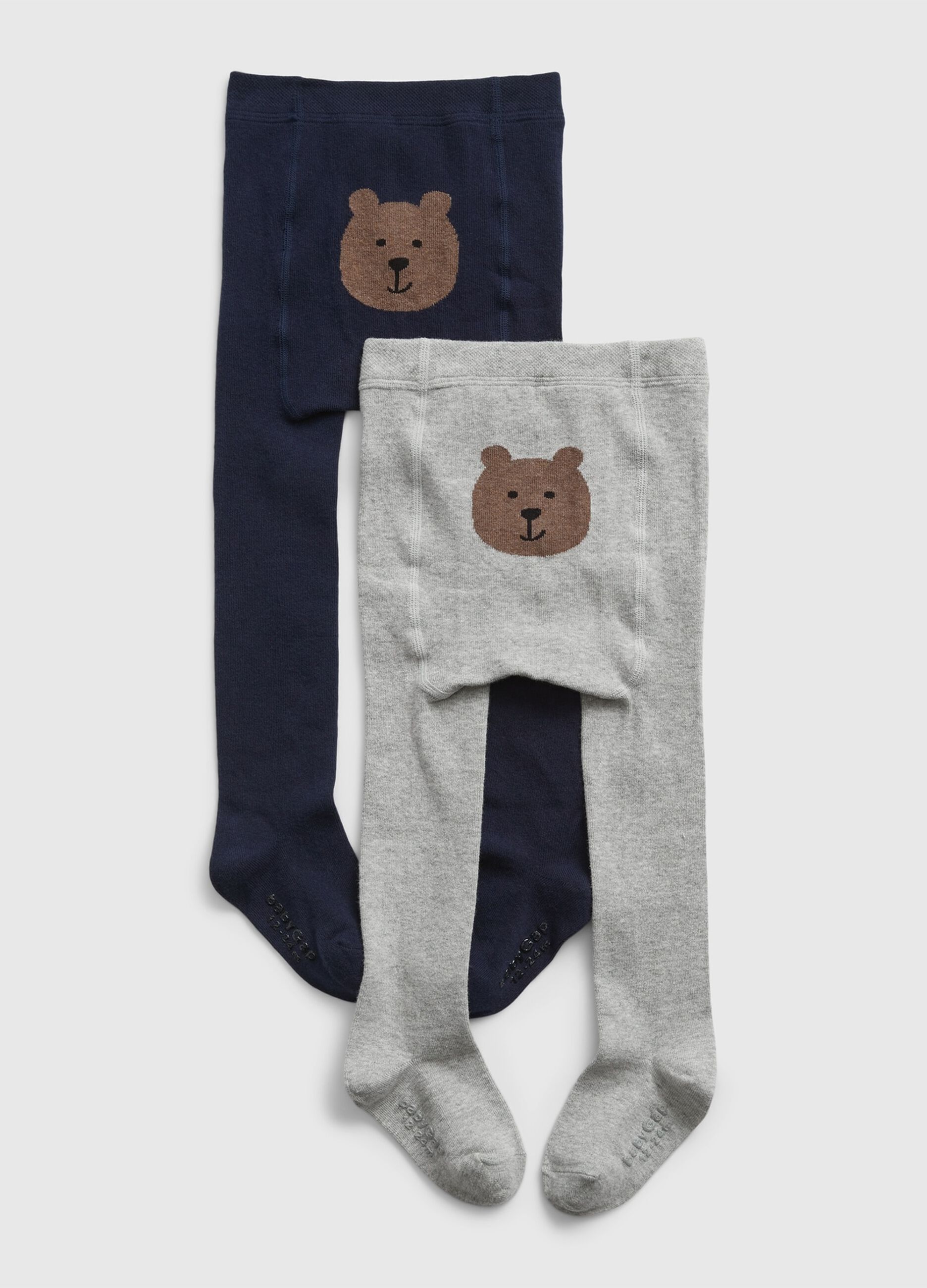 Two-pack tights with jacquard teddy bear
