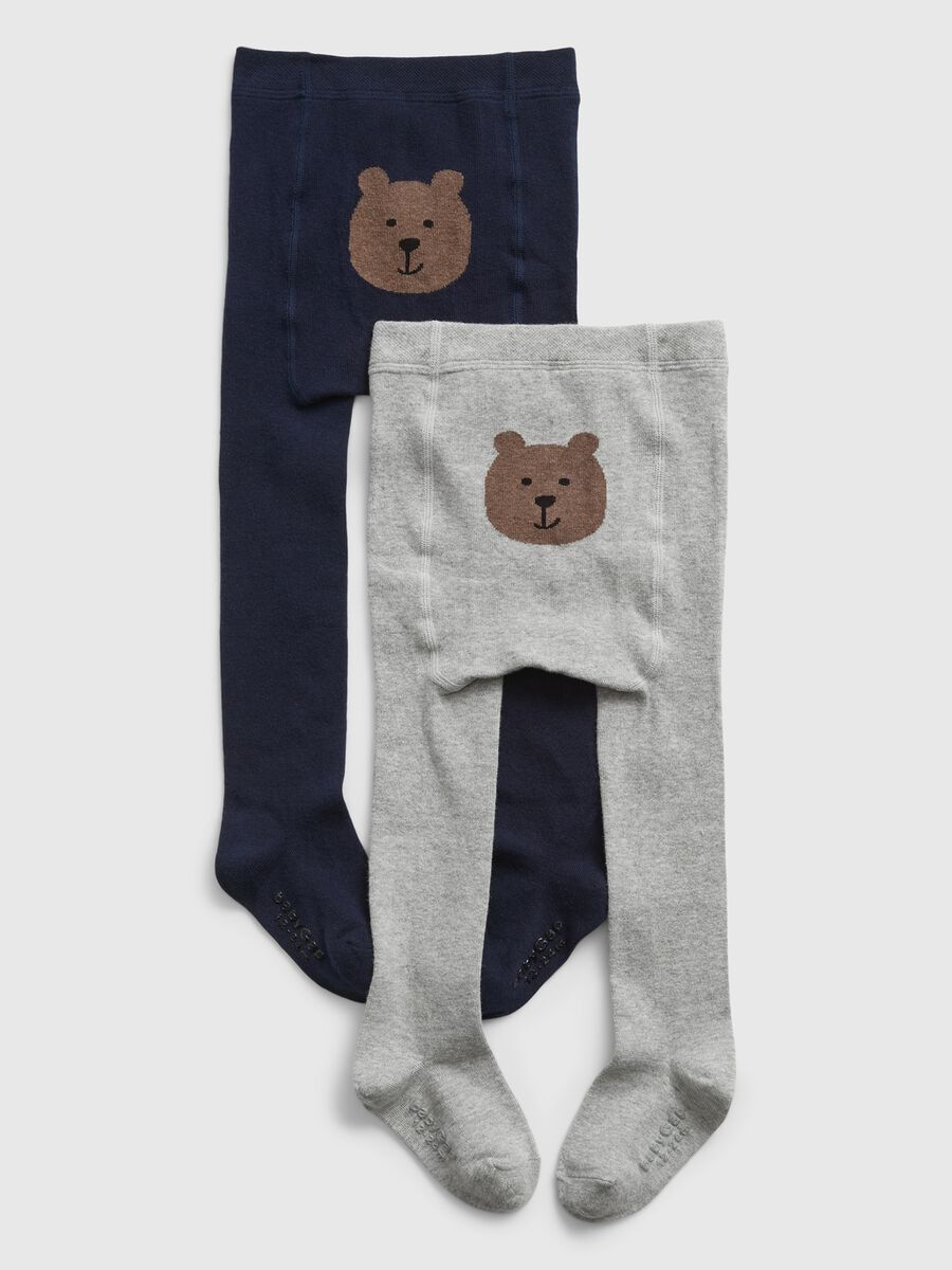 Two-pack tights with jacquard teddy bear Newborn Boy_0