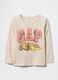 Beige T-shirt with GAP print and excavator_0