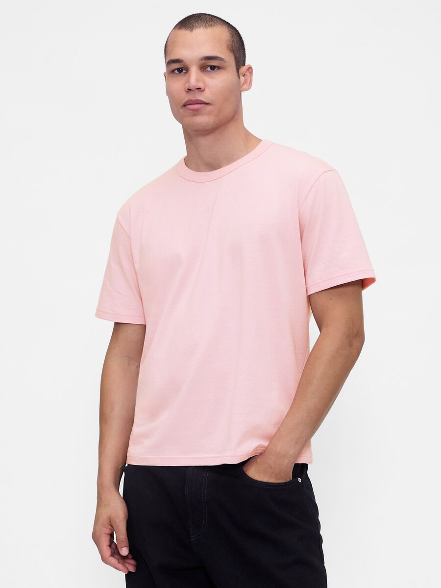 Pink Short Sleeve T-shirt Man_0