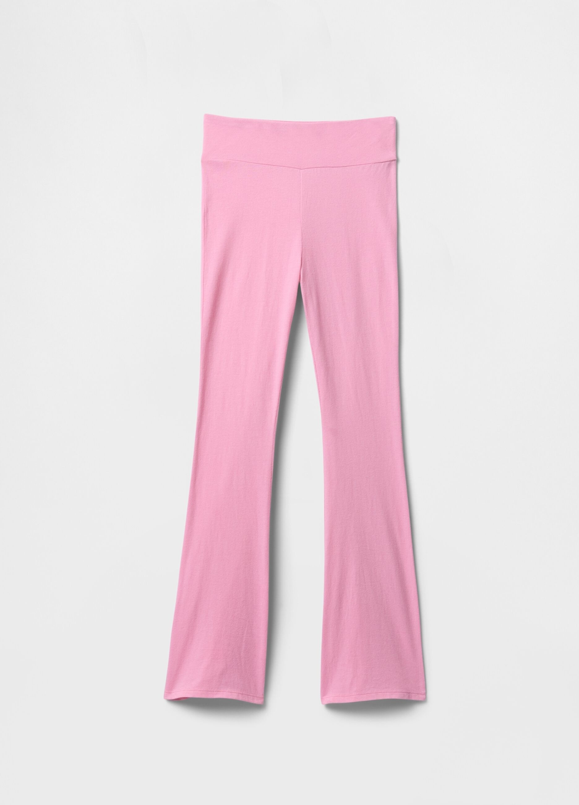 Pantaloni a zampa rosa in cotone elasticizzato_3