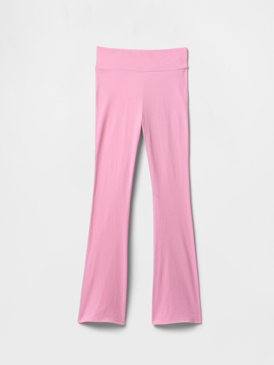 Pantaloni a zampa rosa in cotone elasticizzato Bambina_3