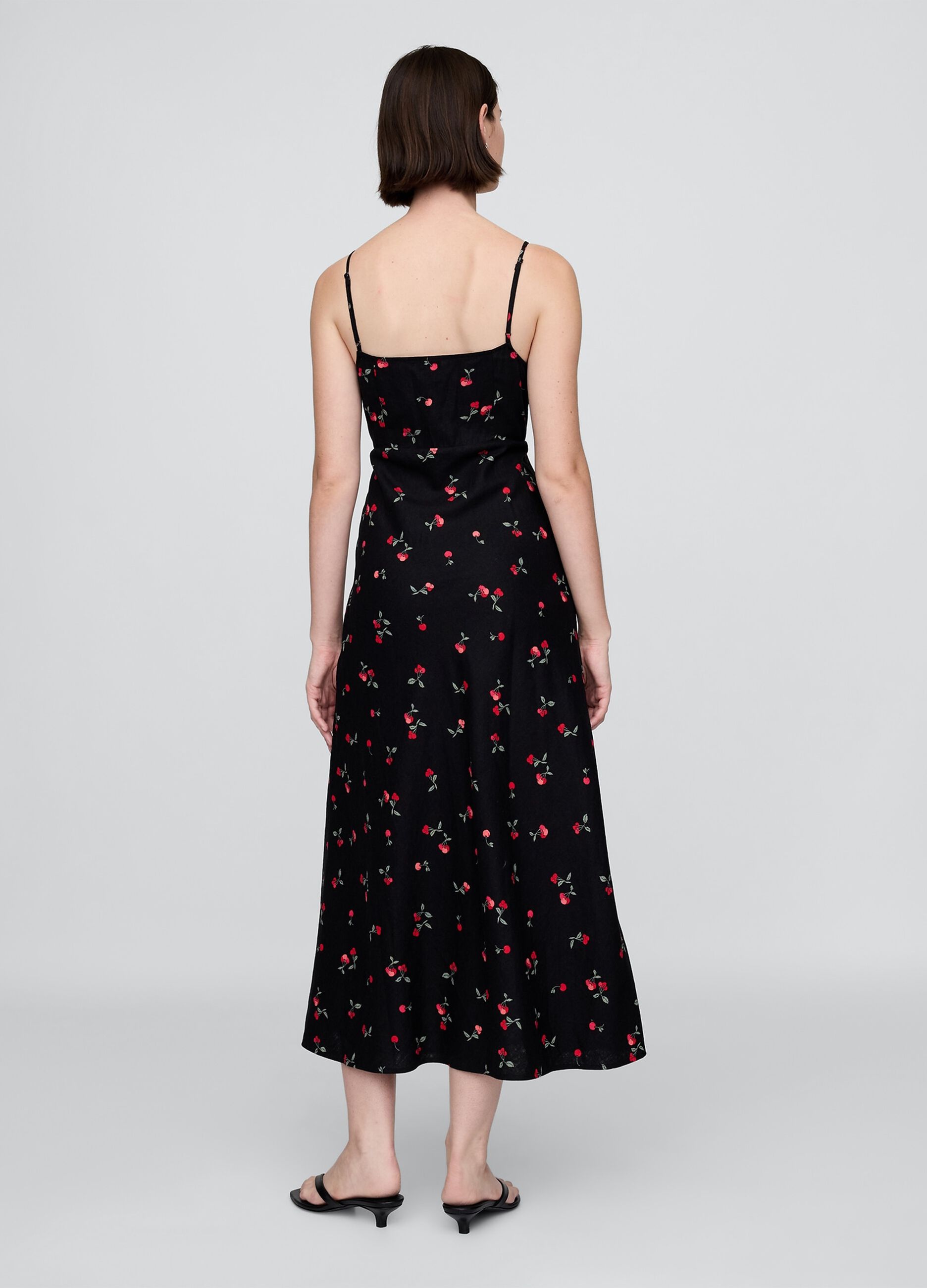Vestito lungo nero con fantasia floreale_2