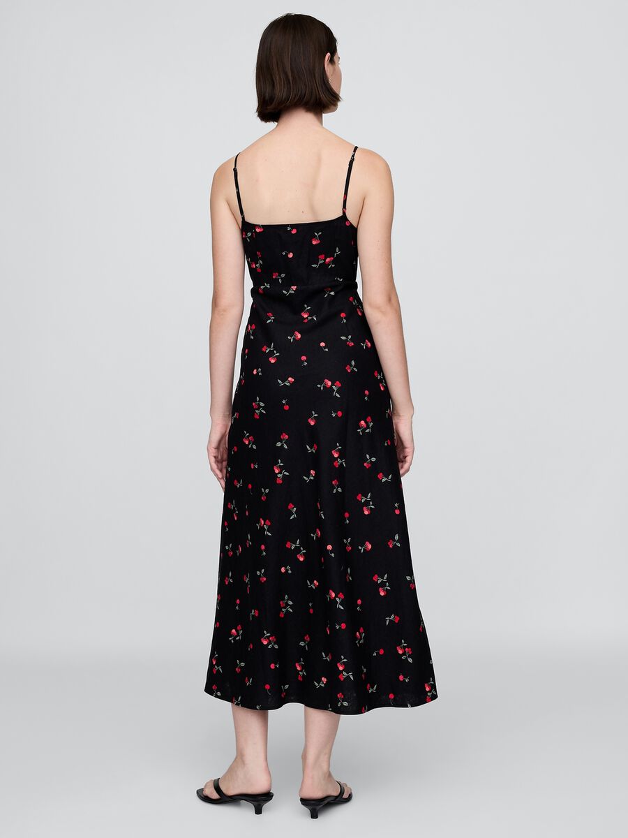 Vestito lungo nero con fantasia floreale Donna_2