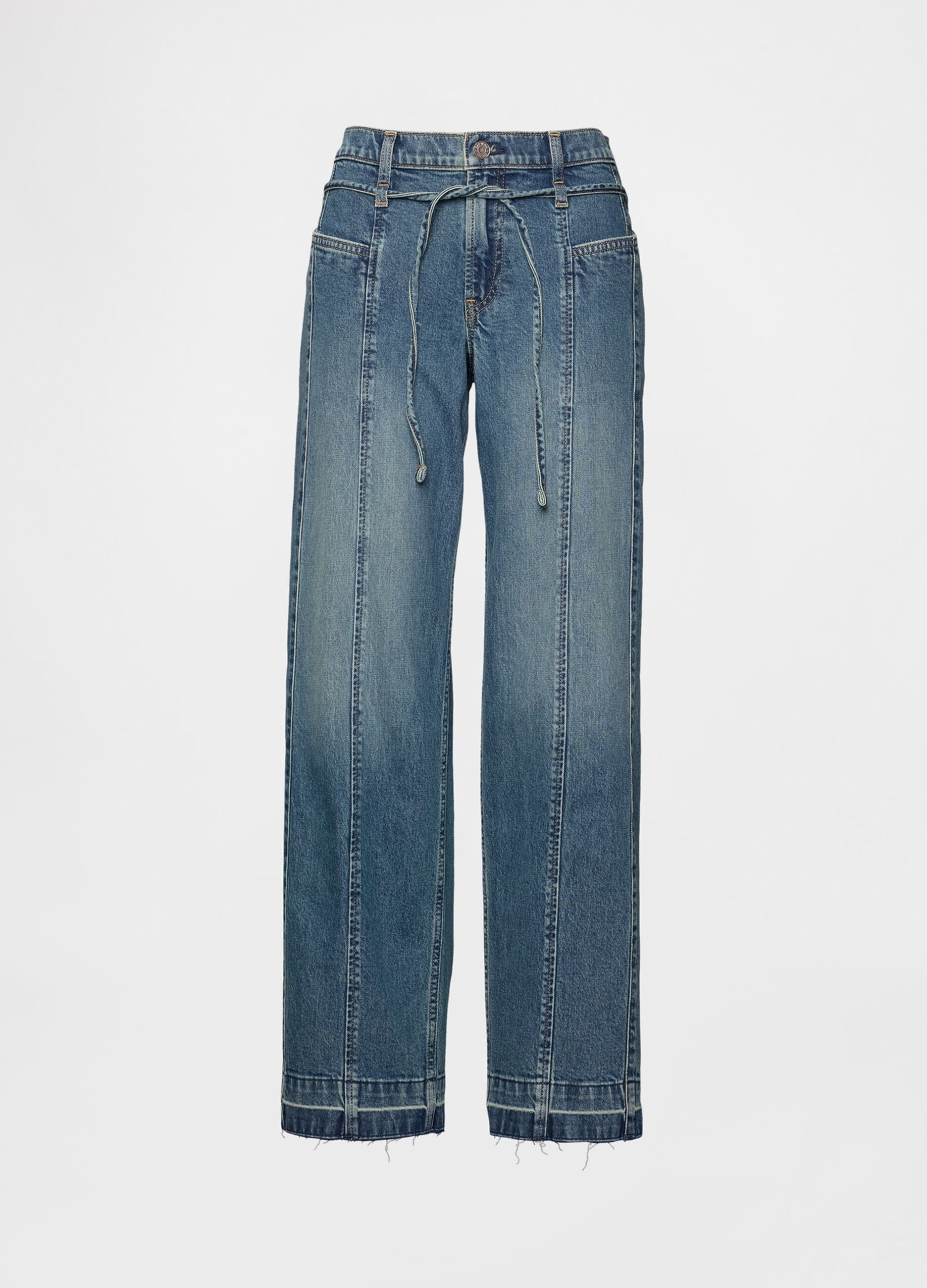 Blue Wide-Leg Denim Trousers
