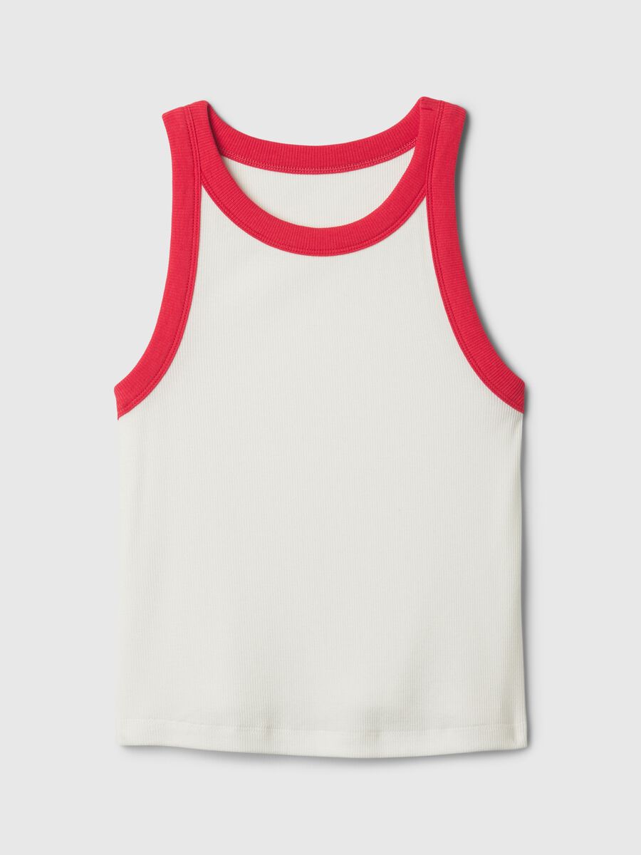 Ribbed crop tank top with halter neck Woman_4
