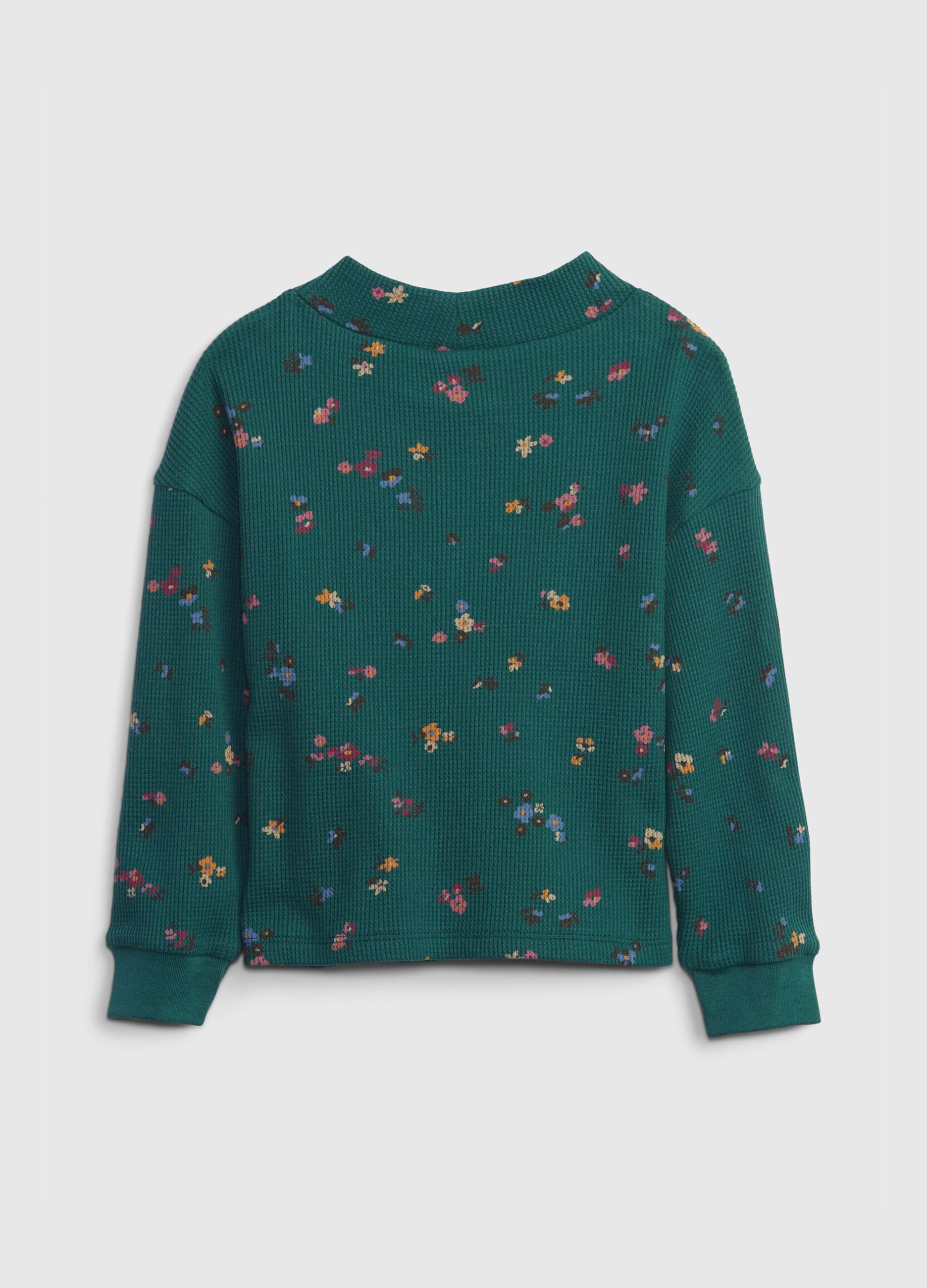 Sweatshirt with small flowers waffle weave_2