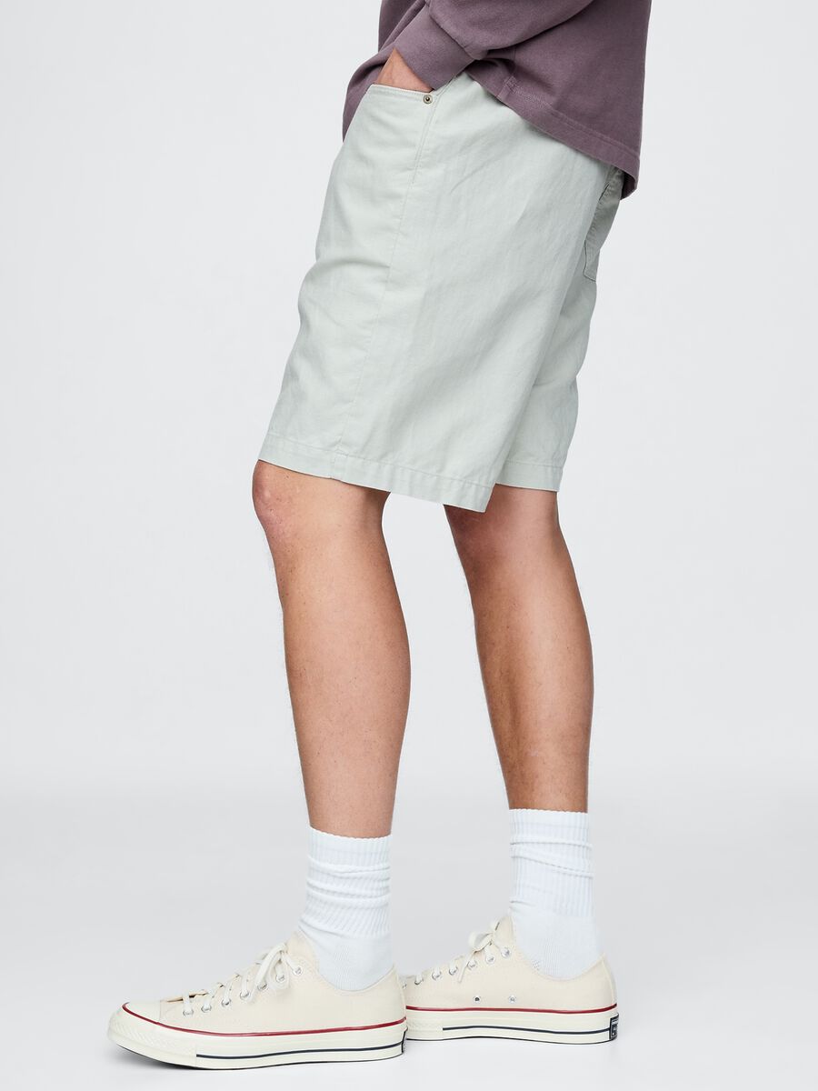 Beige Linen and Cotton Shorts by Gap Man_4