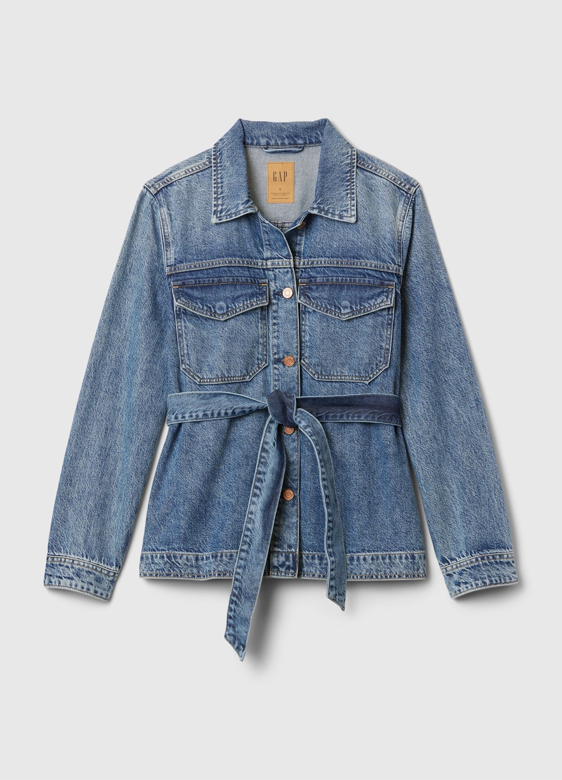 Giacca corta in denim con cintura_4