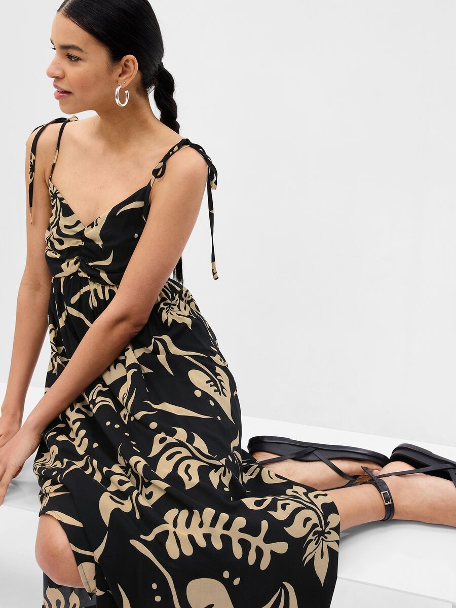 Empire-style midi dress with floral print Woman_2