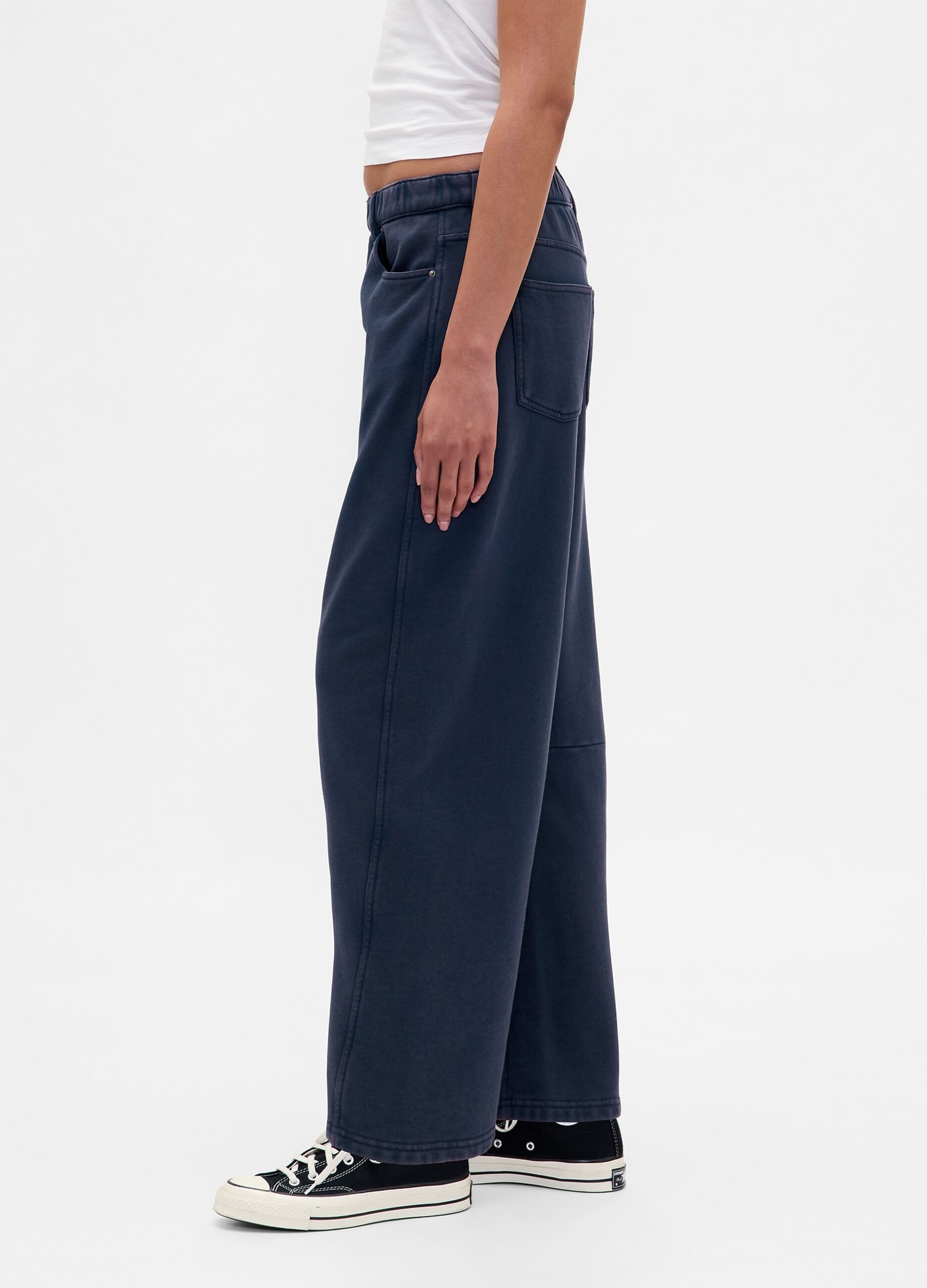 Blue Cotton Blend Trousers