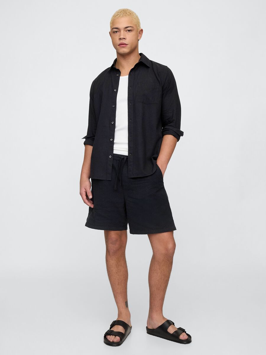 Shorts neri in lino Uomo_0