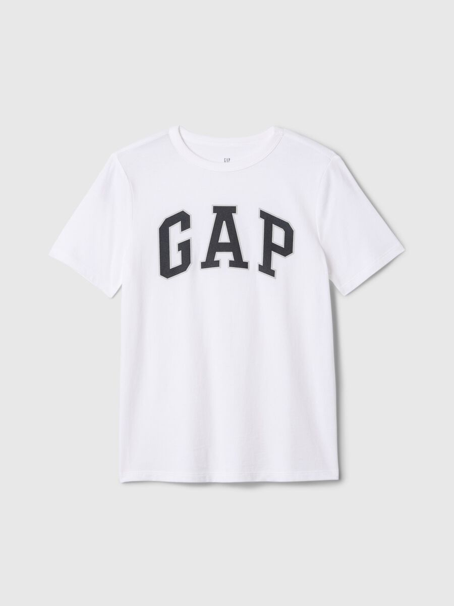 T-shirt bianca a maniche corte con logo GAP Bambino_0