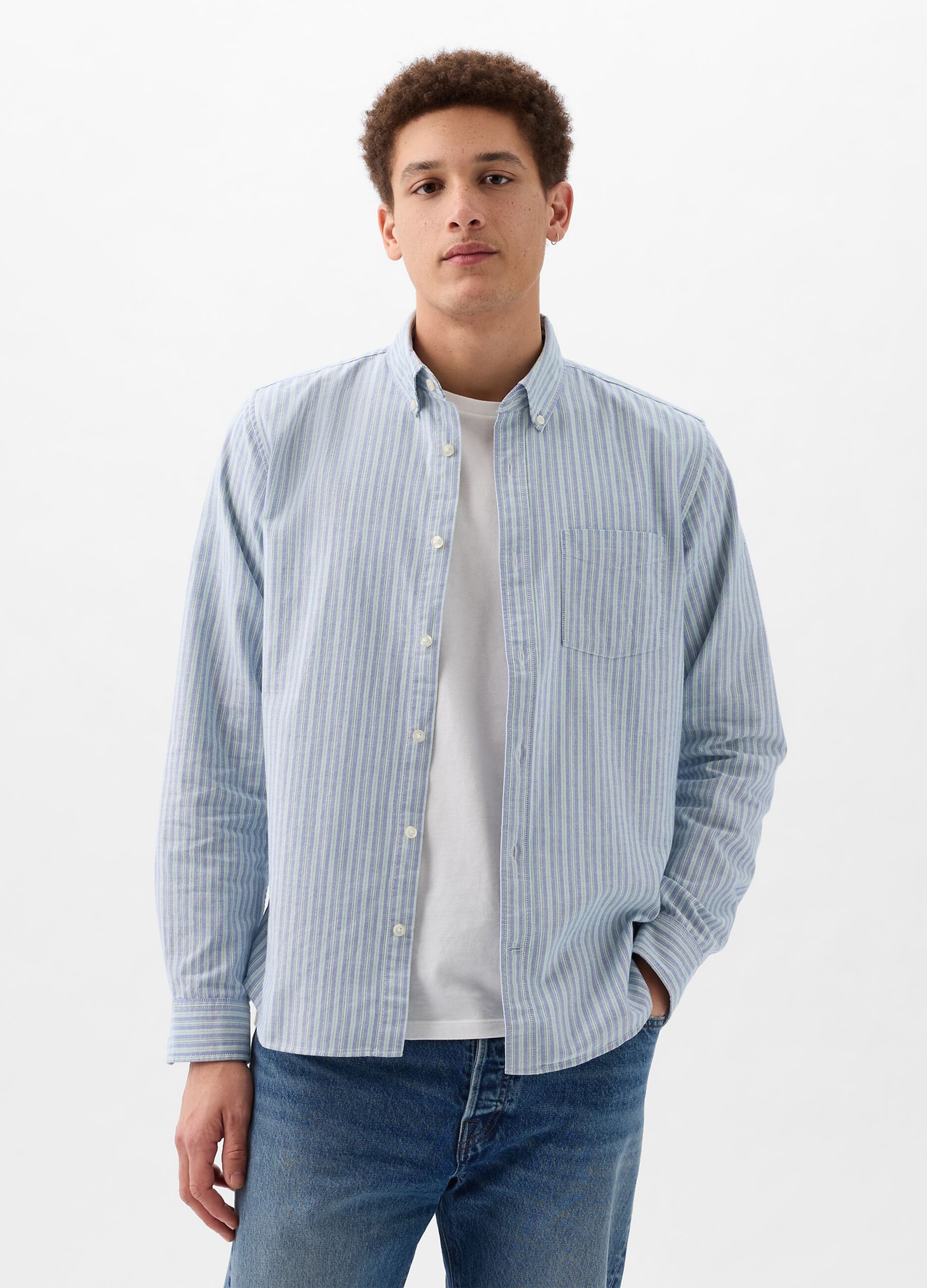 Camicia regular fit in cotone oxford a righe
