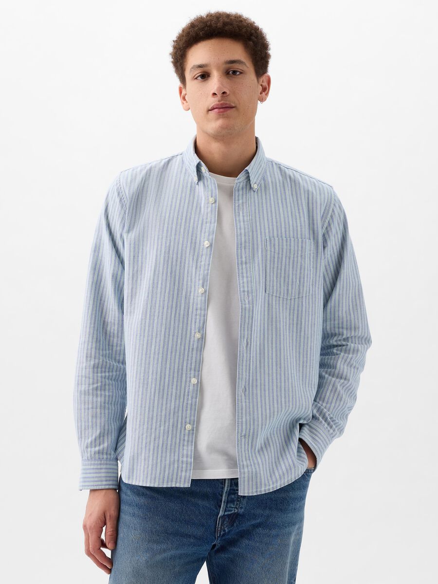 Camicia regular fit in cotone oxford a righe Uomo_0