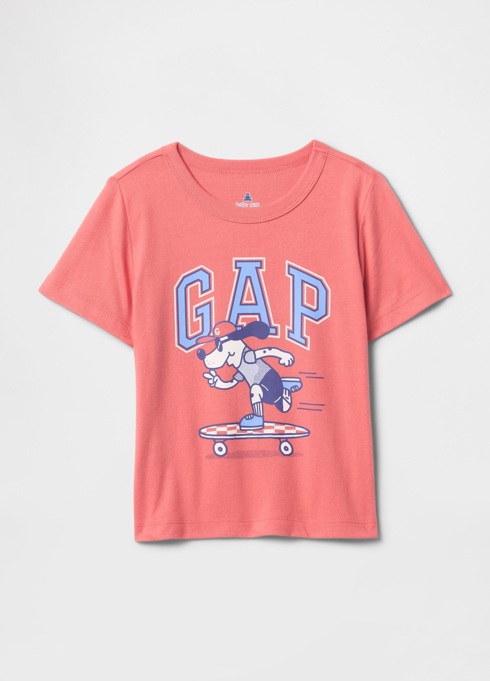 T-shirt a maniche corte rosa con stampa GAP