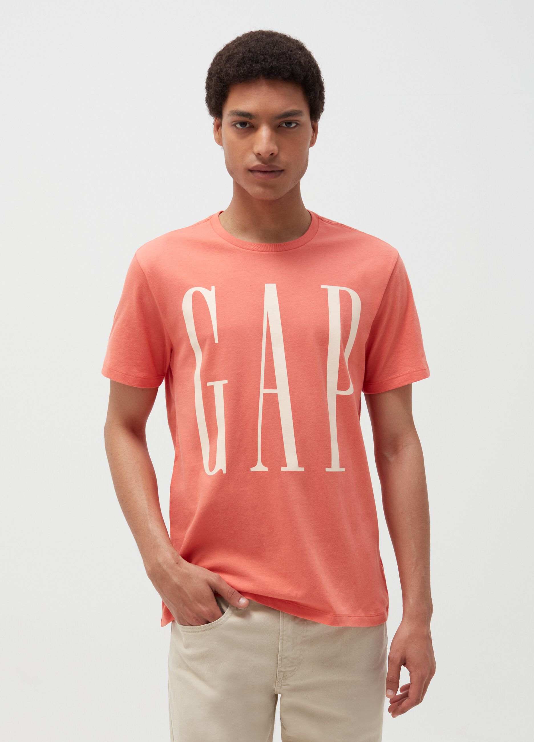 Cotton T-shirt with maxi logo print