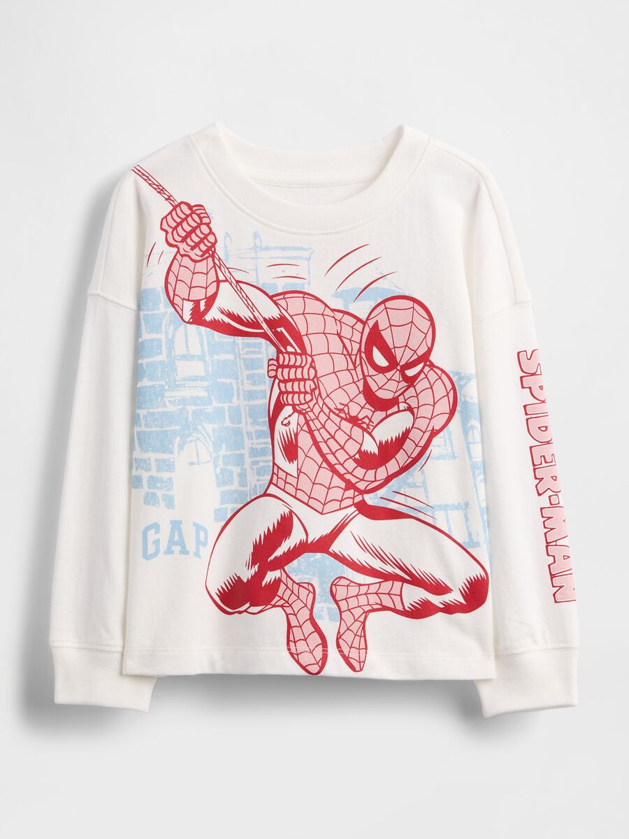 Maglietta bianca a maniche lunghe con grafica Spider-Man Bambino_0