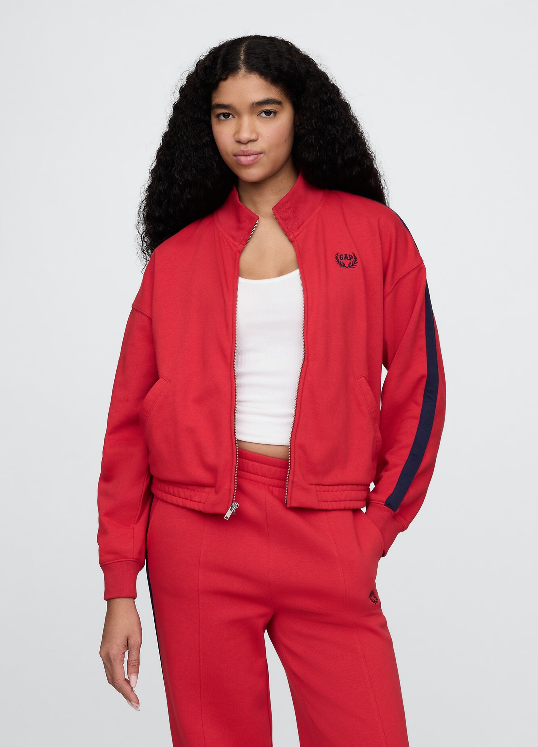 Felpa rossa con zip integrale Gap