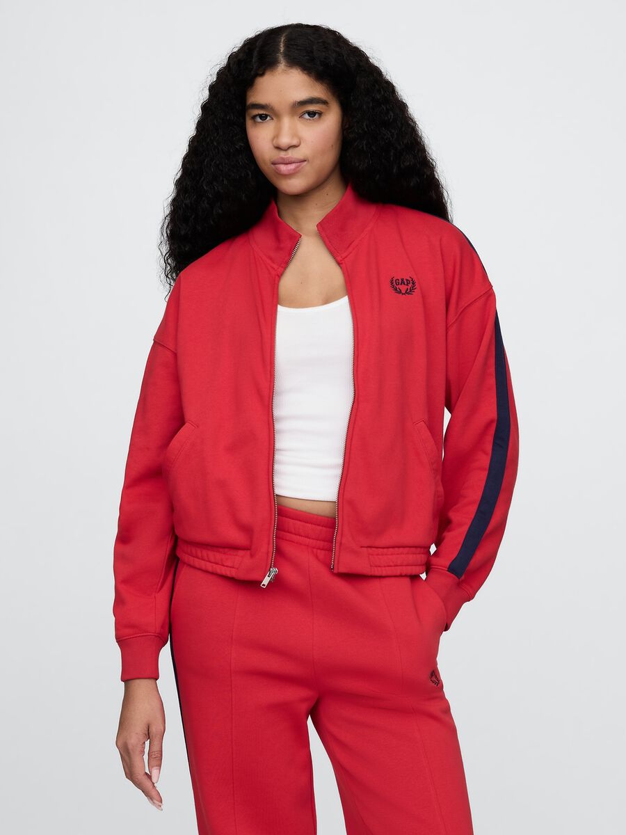 Felpa rossa con zip integrale Gap Donna_0