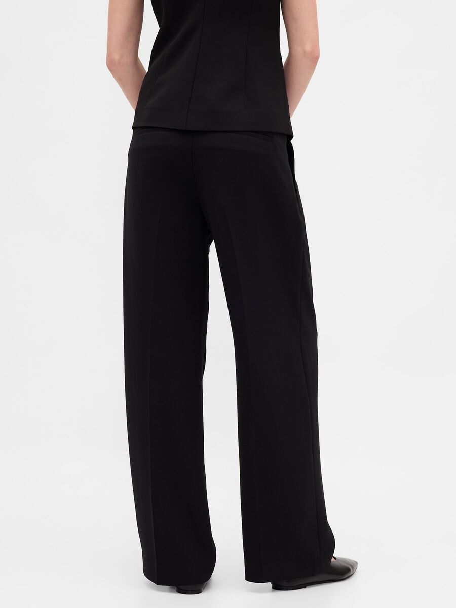 Pantaloni neri elasticizzati a gamba larga Donna_2