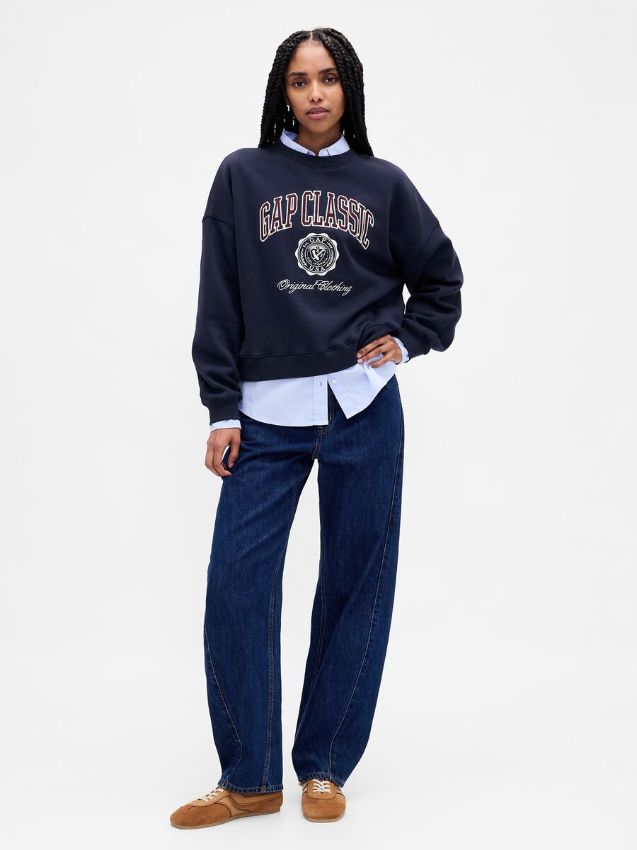Blue Sweatshirt with Text in Cotton Blend Woman_2