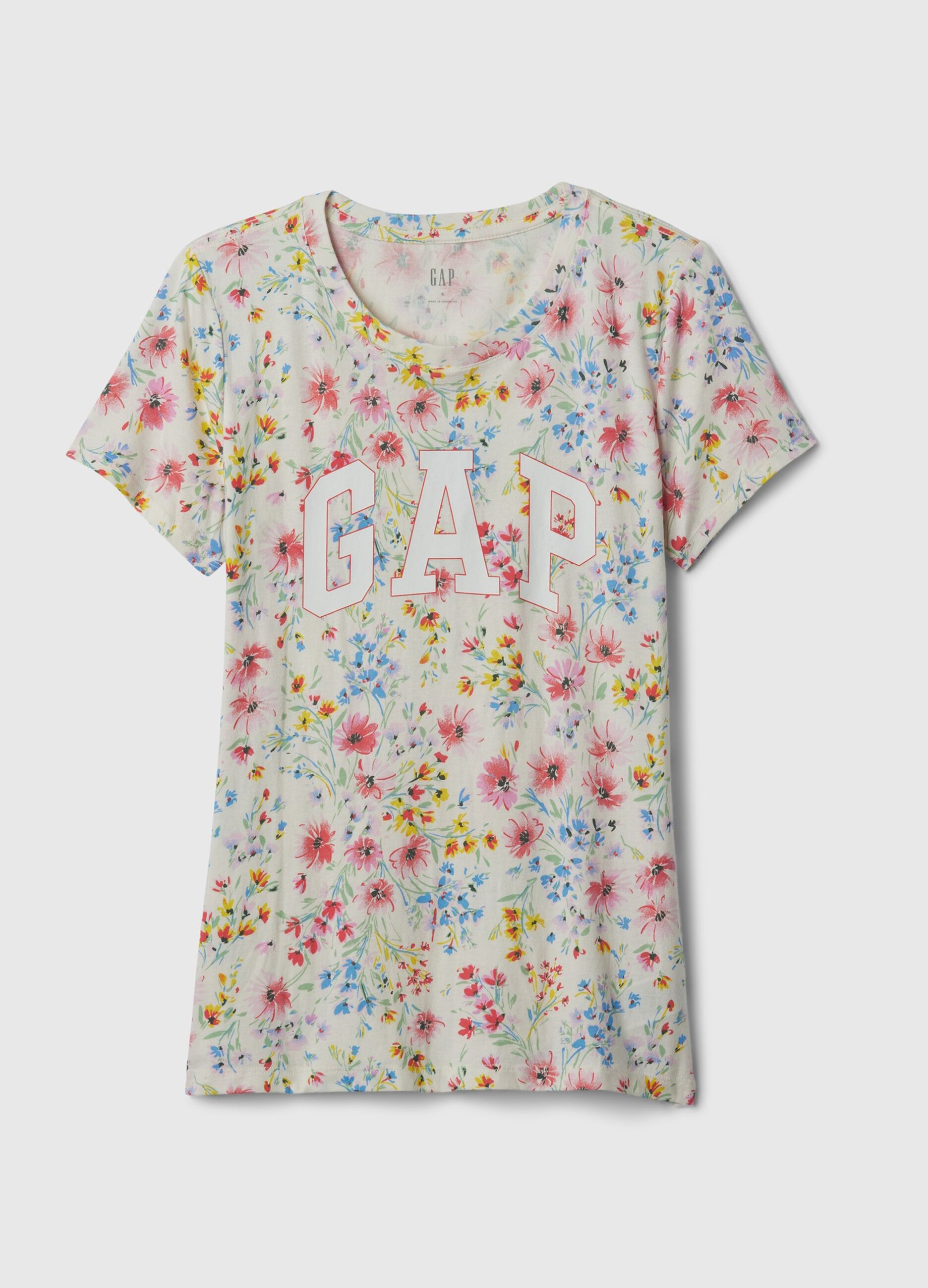 T-shirt floreale con stampa logo_3