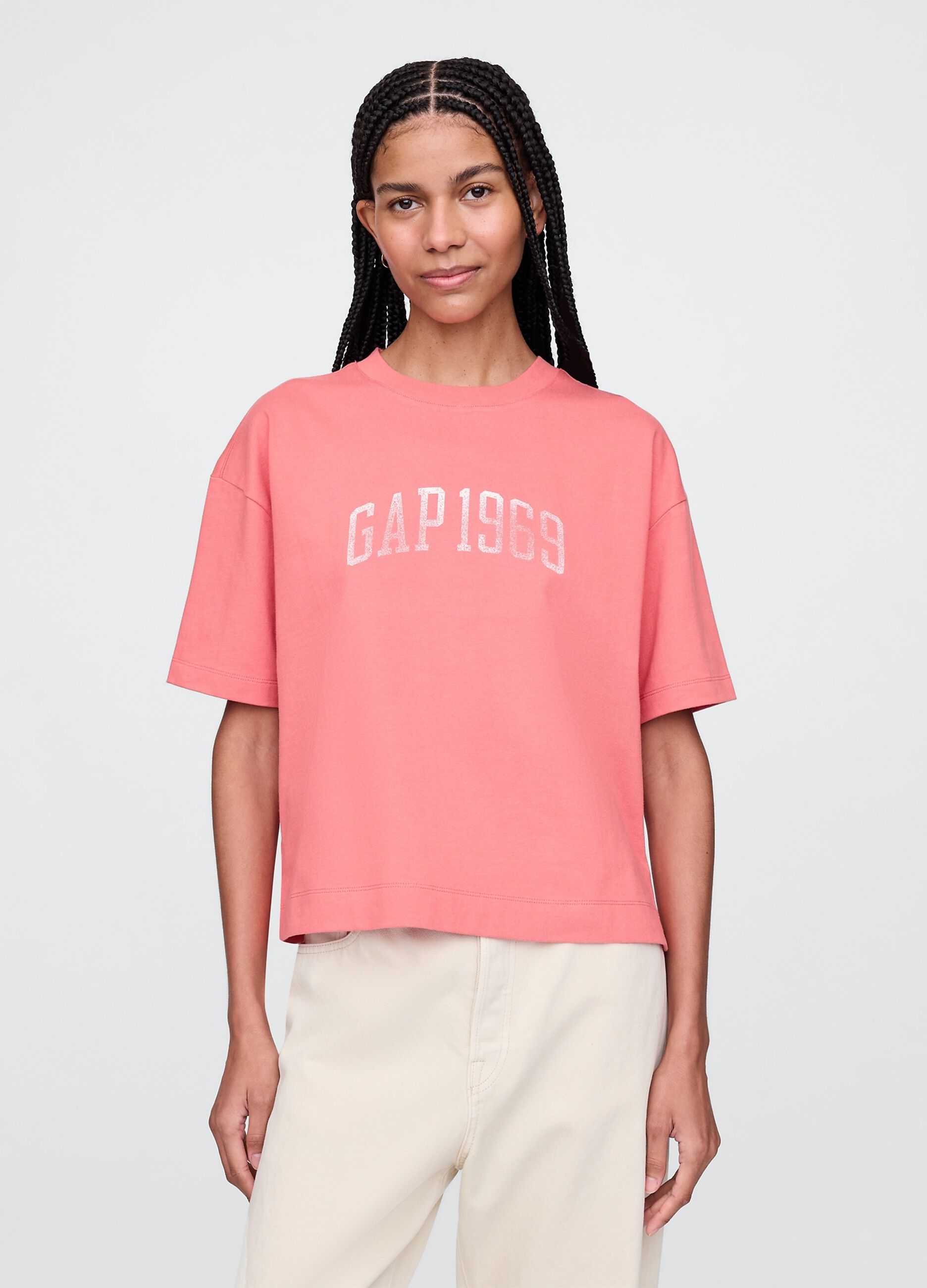 T-shirt rosa a maniche corte in cotone Gap