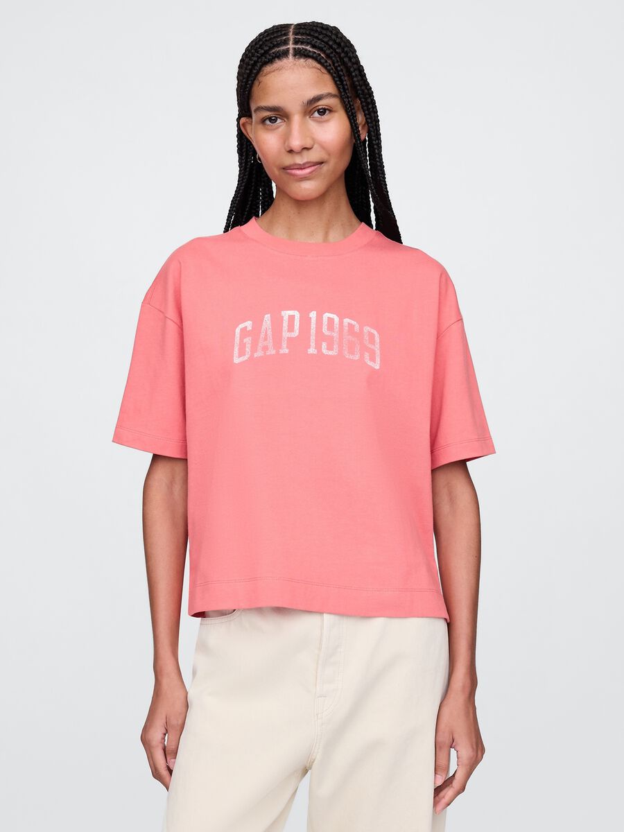 T-shirt rosa a maniche corte in cotone Gap Donna_0
