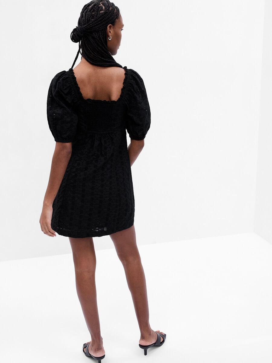 Broderie anglaise dress with puff sleeves Woman_1