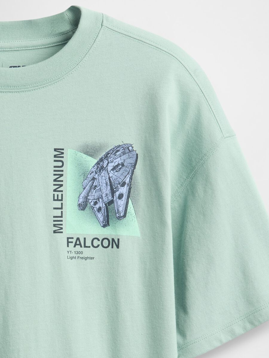 T-shirt verde Millennium Falcon Boy_2