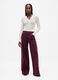 Purple wide-leg trousers in stretch cotton_0