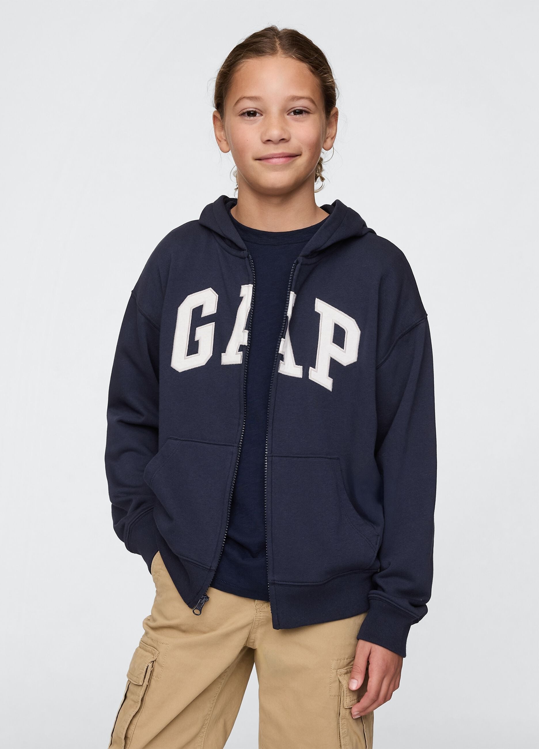 Felpa con logo GAP, cappuccio e zip in misto cotone