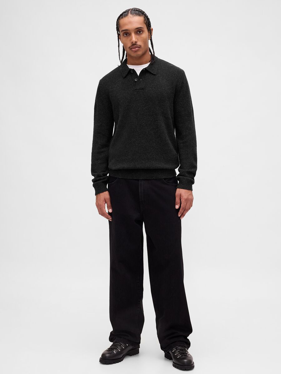 Black sweater in wool and polyamide blend Man_2