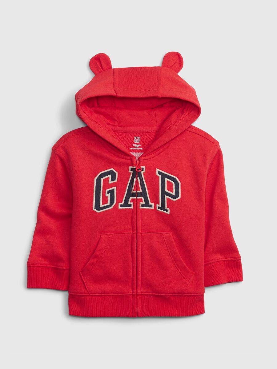 Full-zip sweatshirt with hood and logo patch Newborn_0