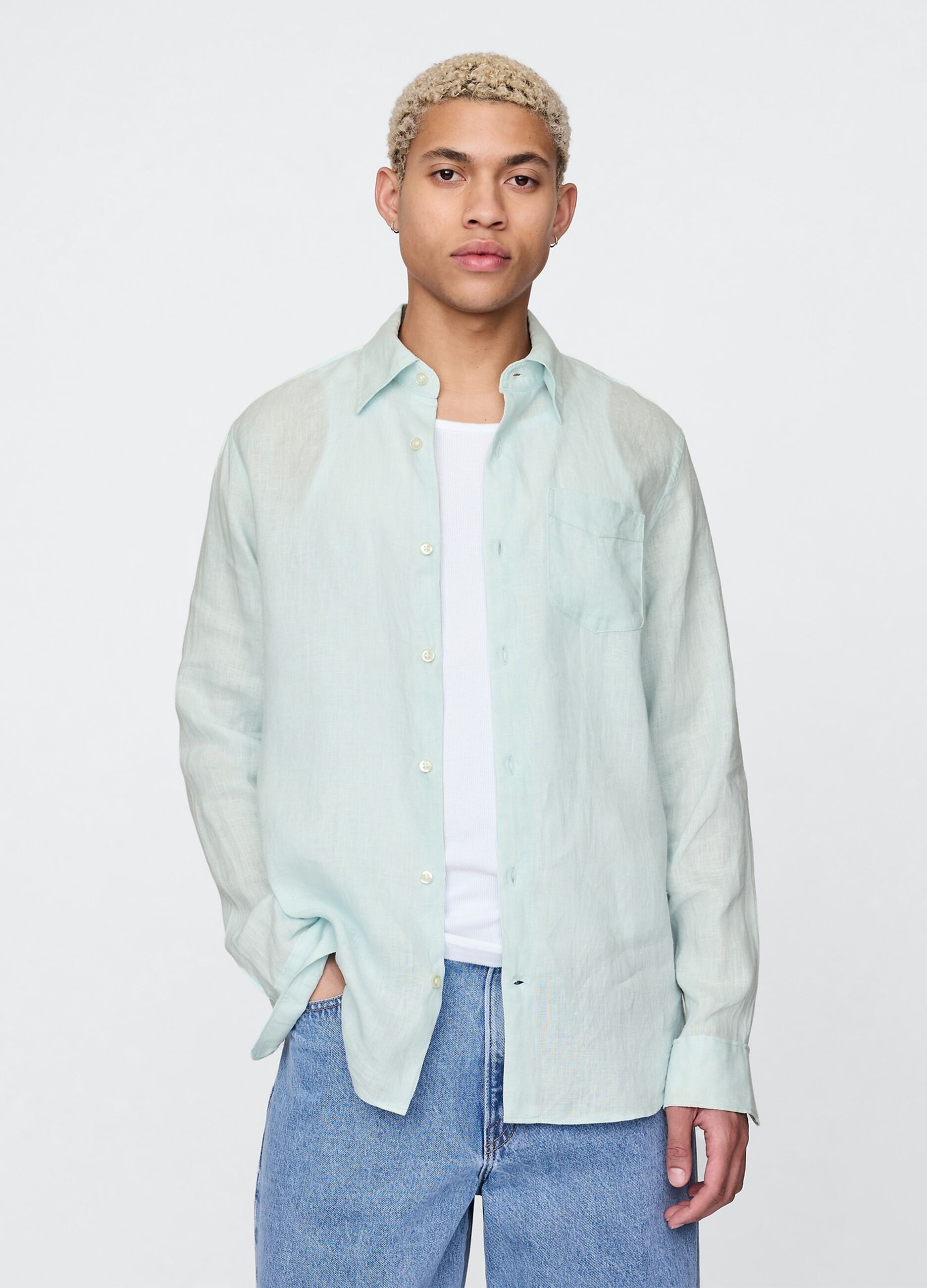 Camicia in lino azzurra Gap