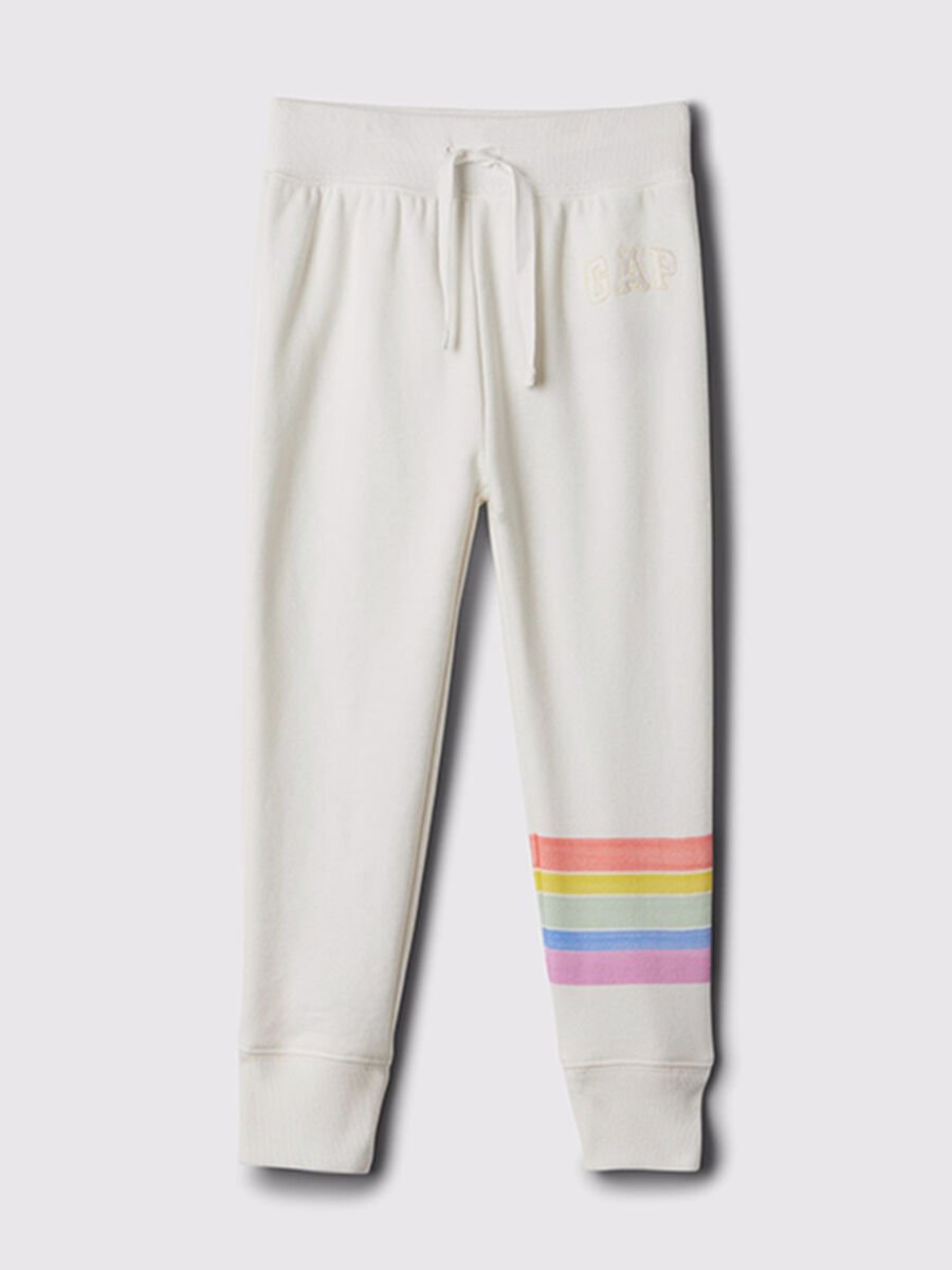 Pantaloni jogger bianchi con righe multicolor GAP Bimba_0
