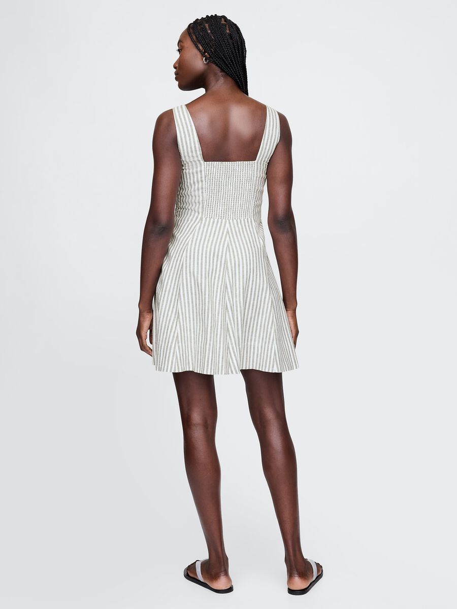 Vestito a righe bianco e grigio in lino e viscosa Donna_2