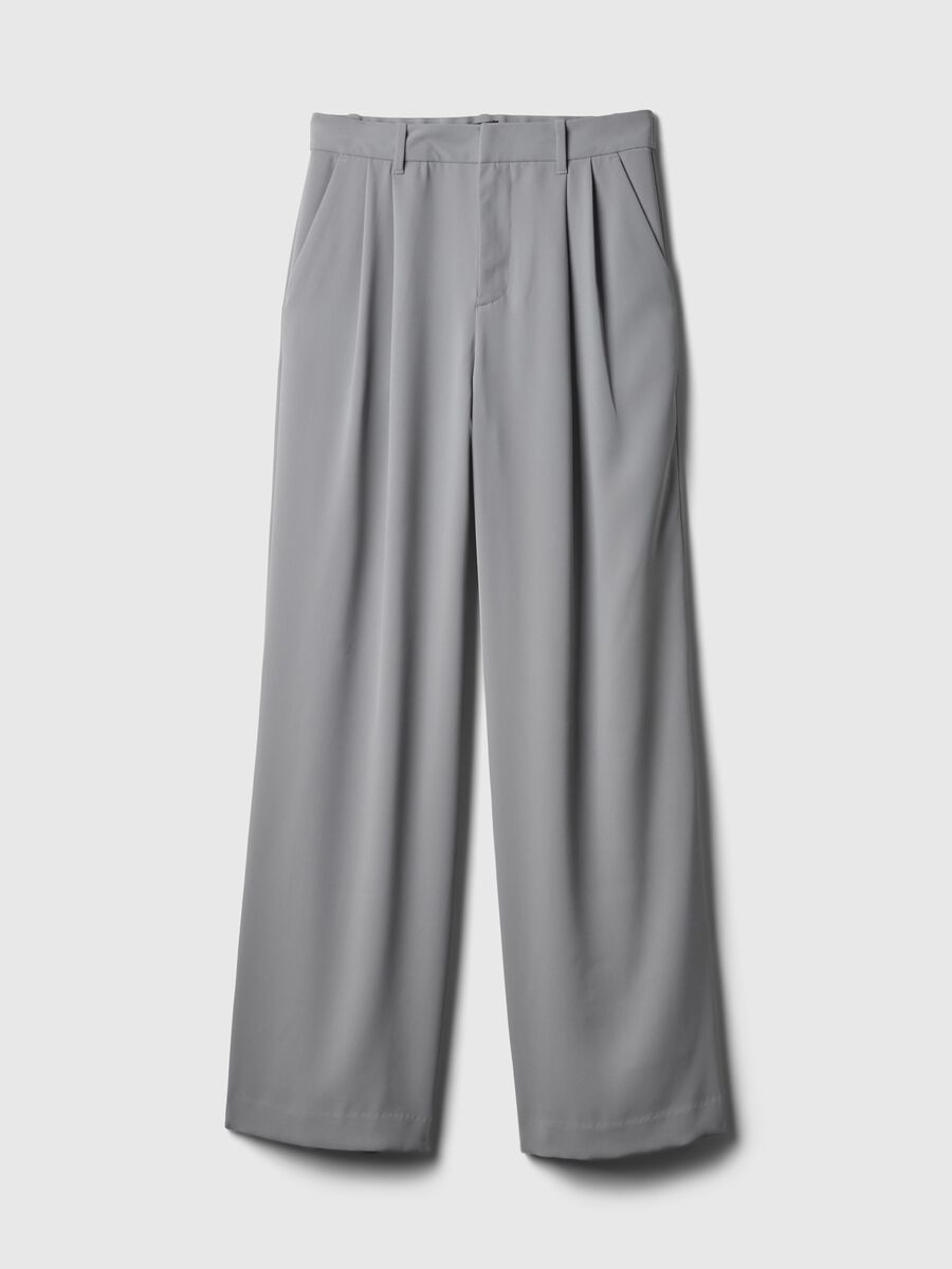 Pantalone wide leg vita alta con pinces Donna_5